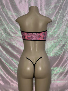 Tube Top Two Piece Pink Snake Print