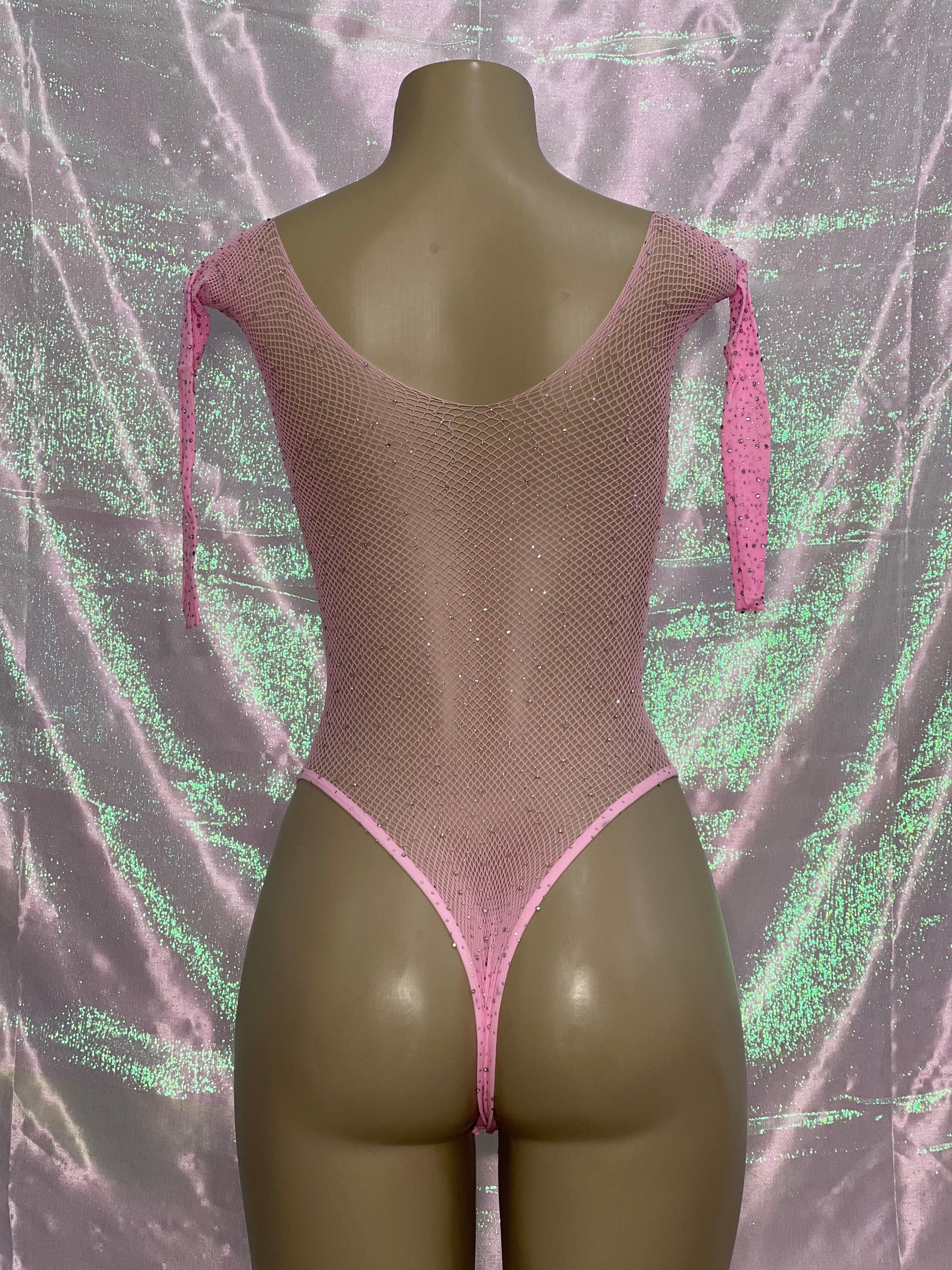 Fishnet Bodysuit Baby Pink