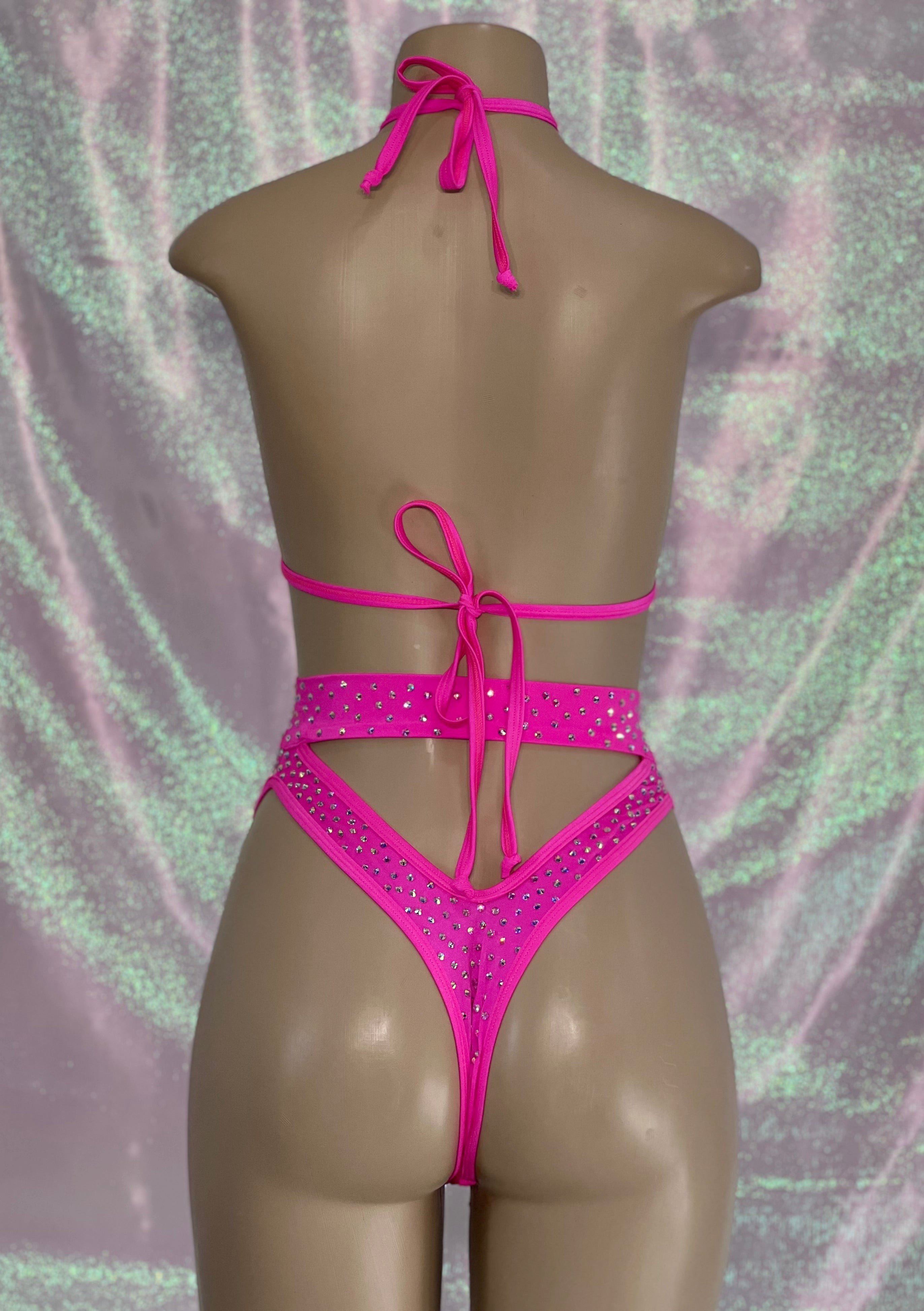 High Waist Belt Set Hot Pink
