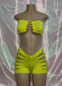 Cut Short Tube Top Lime Yellow