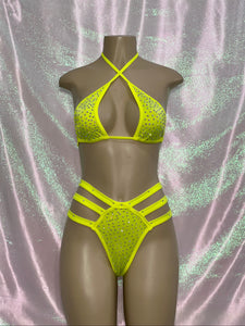 Three String Bikini Neon Yellow